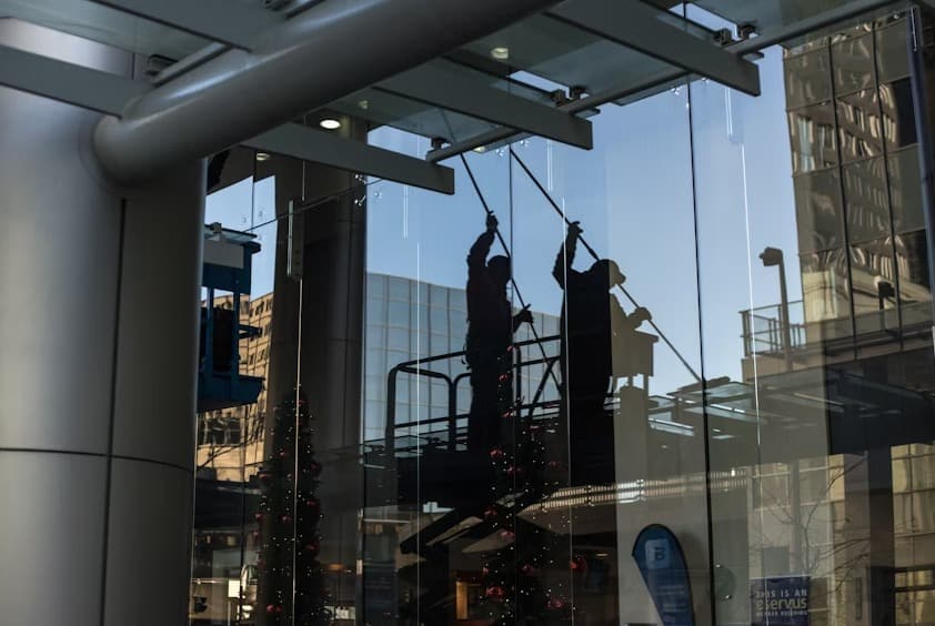 Professional cleaning team working